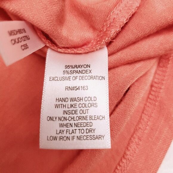 Calvin Klein Embellished Rayon Top Coral Size Medium - Picture 6 of 6